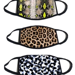 3P Cheetah and Snakeskin Face Masks! 3 Pack for 30